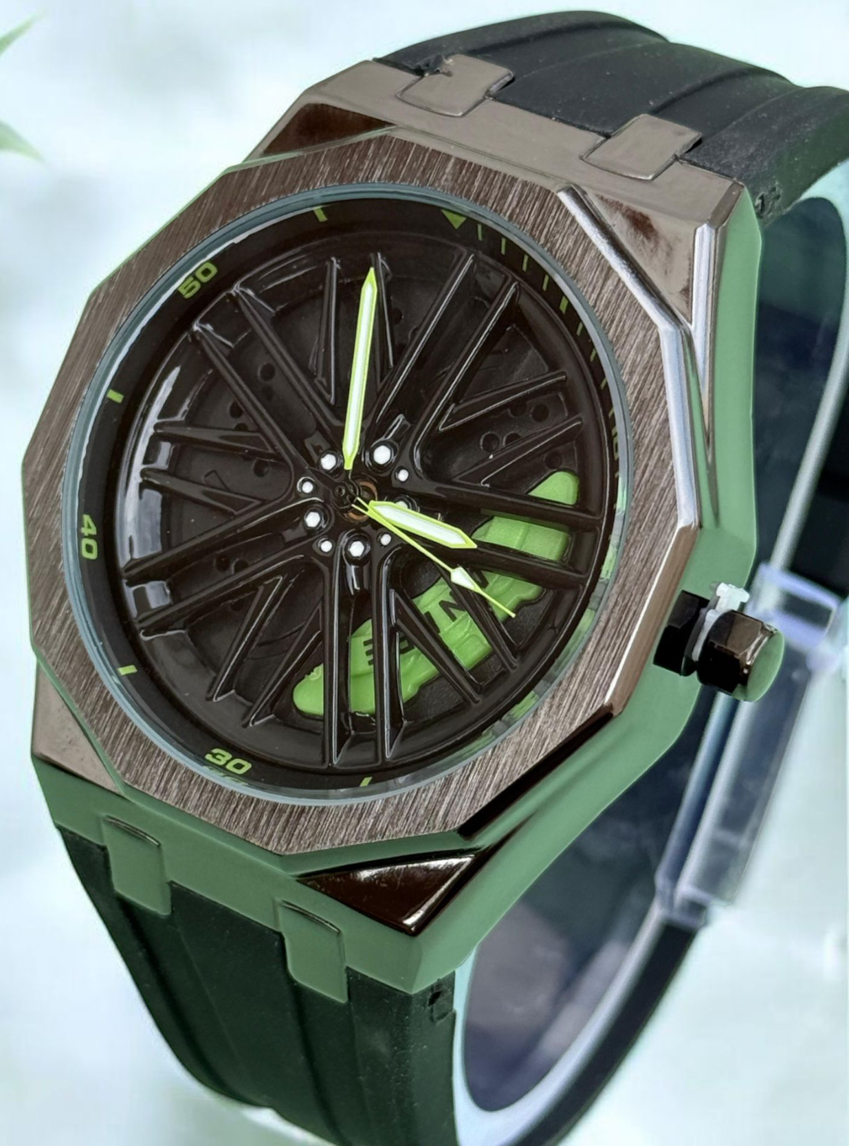 Tankre Spining Watch - Silicon Straps Men's Wristwatch With Dodecagon Dial