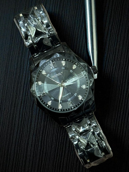 Hoursly Prism Facet-Cut Dial - Stainless Steel Bracelet