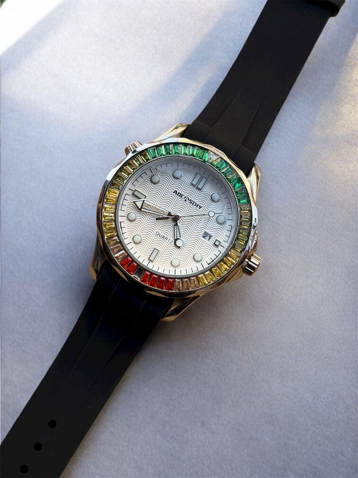 Aocastdiy Rainbow Stone Watch – Silicon Straps Watch