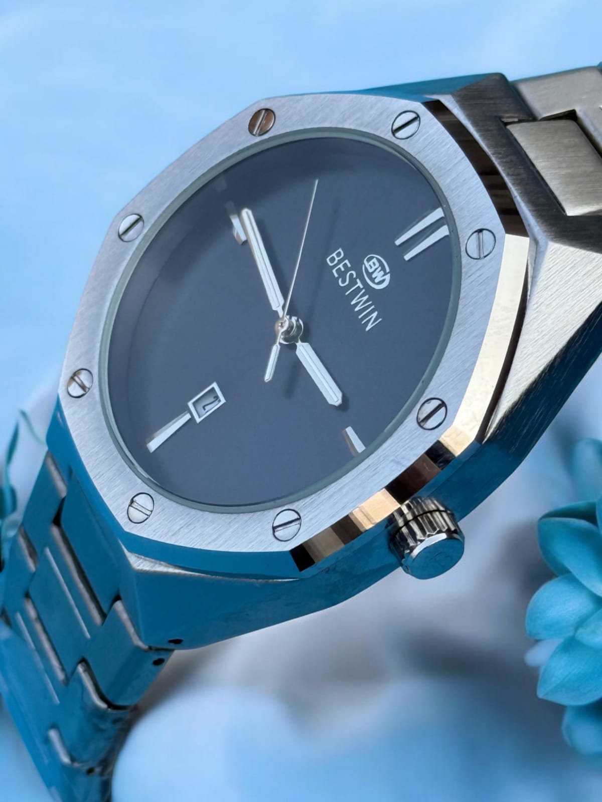 BESTWIN Luxury Analog Watch for Men - Elegant Stainless Steel Timepiece