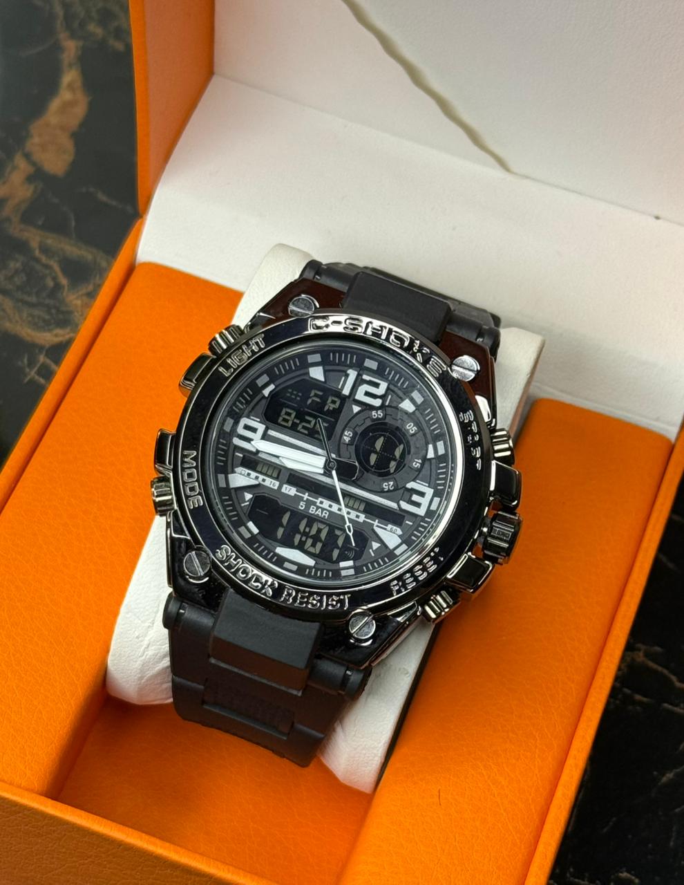 Premium Sports Watch with Metallic Dial – Dual Time, LED Light & Waterproof