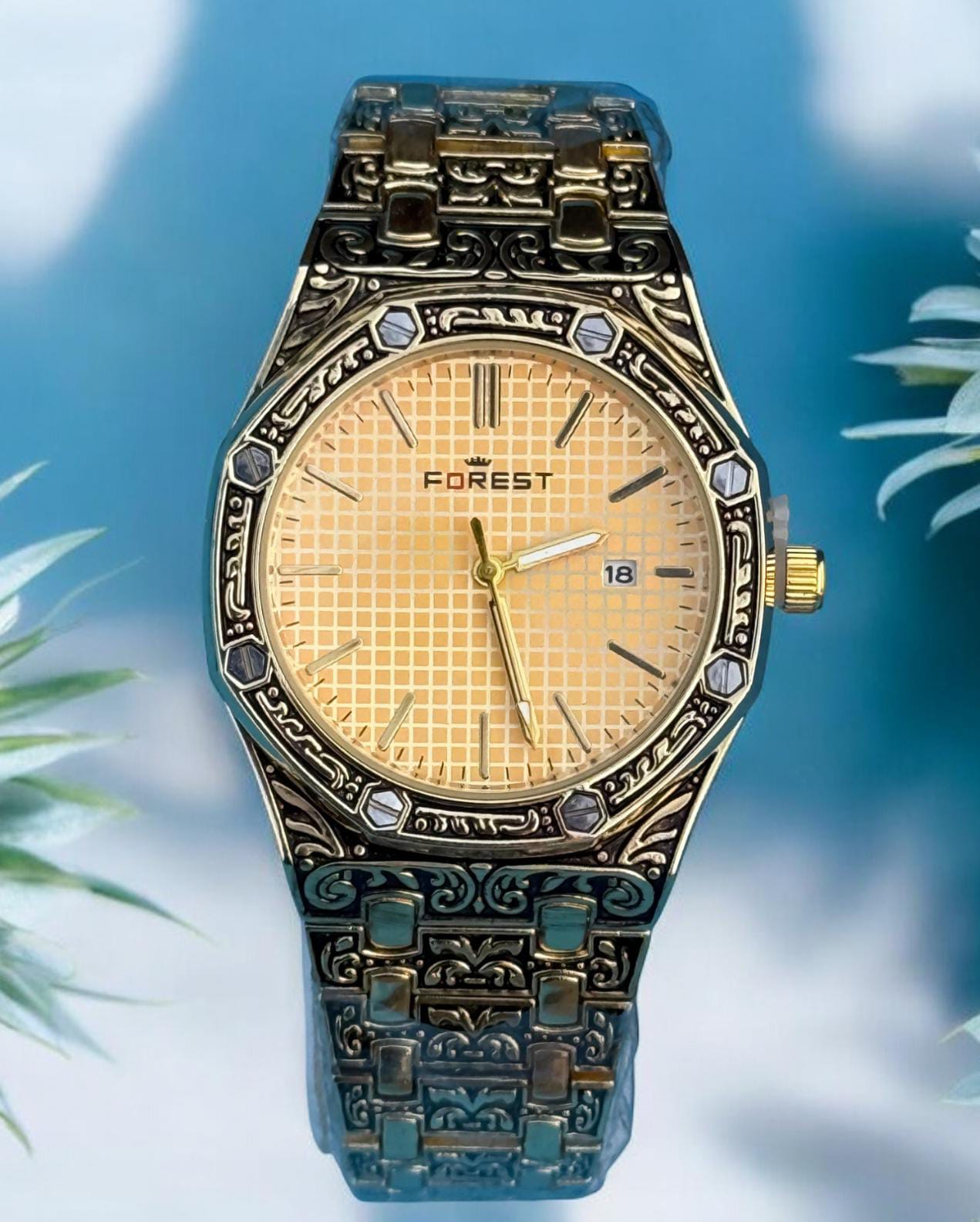 Forest Luxury Engraved Silver Watch – A Timeless Masterpiece