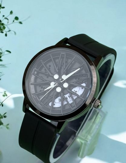 TANKRE Rotatory Watch - Silicon Straps Men's Wrist watch Round Dial Spinning Rim Hub Design