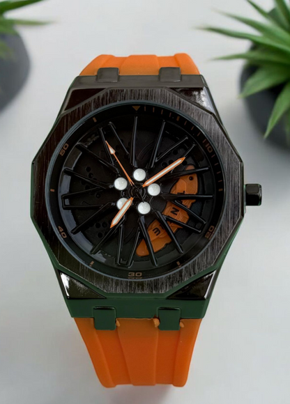 Tankre Spining Watch - Silicon Straps Men's Wristwatch With Dodecagon Dial