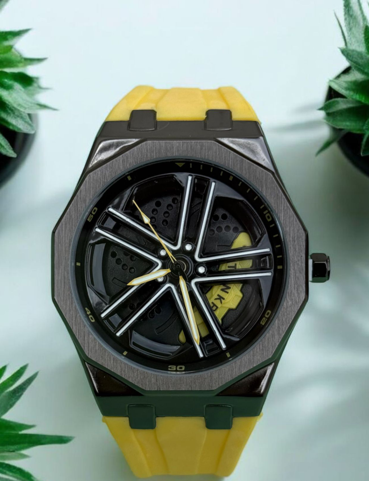 Tankre Spining Watch - Silicon Straps Men's Wristwatch With Dodecagon Dial