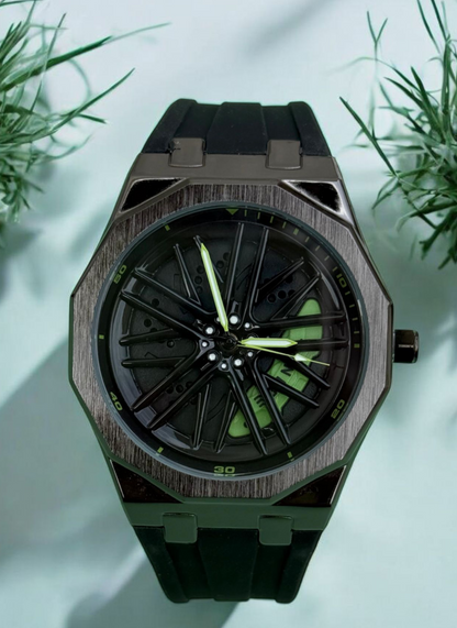 Tankre Spining Watch - Silicon Straps Men's Wristwatch With Dodecagon Dial