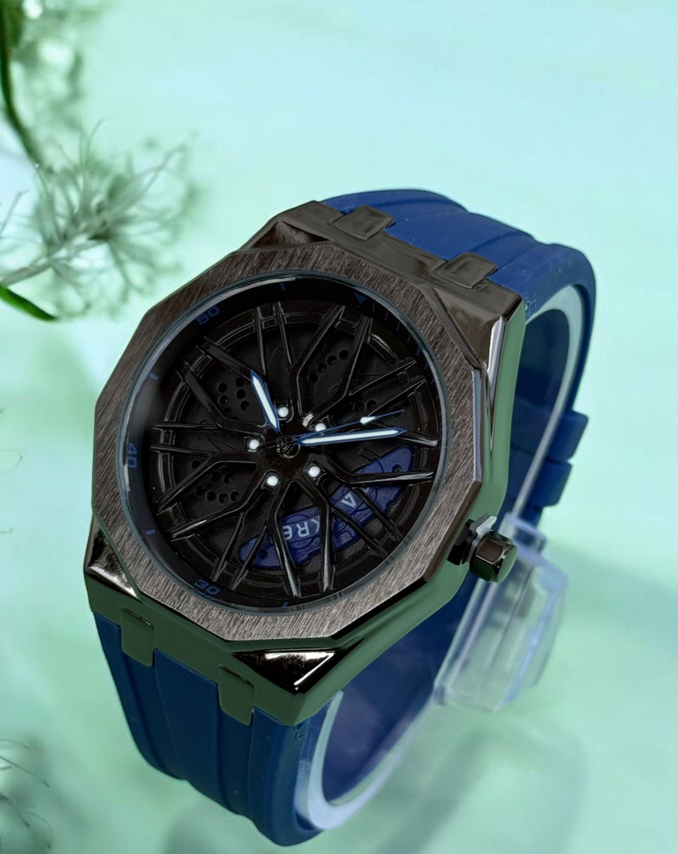 Tankre Spining Watch - Silicon Straps Men's Wristwatch With Dodecagon Dial