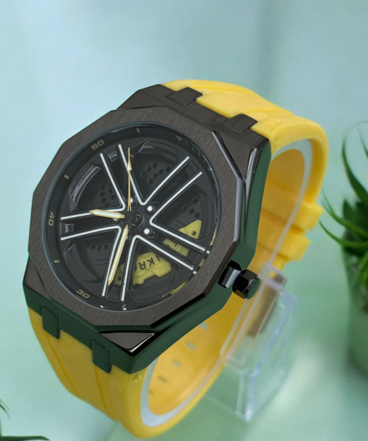 Tankre Spining Watch - Silicon Straps Men's Wristwatch With Dodecagon Dial