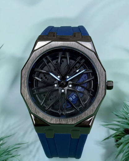 Tankre Spining Watch - Silicon Straps Men's Wristwatch With Dodecagon Dial