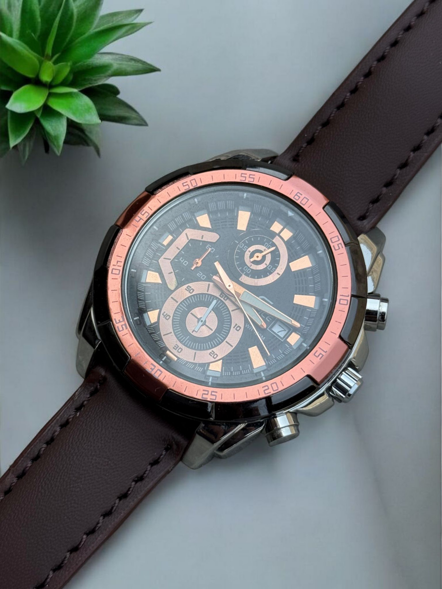 EDI-Cas Chronograph Watch - Stainless Steel Dial Case