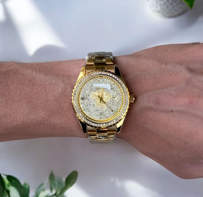 Luxury Stainless Steel Timepiece with Butterfly Lock & Stones Engravings