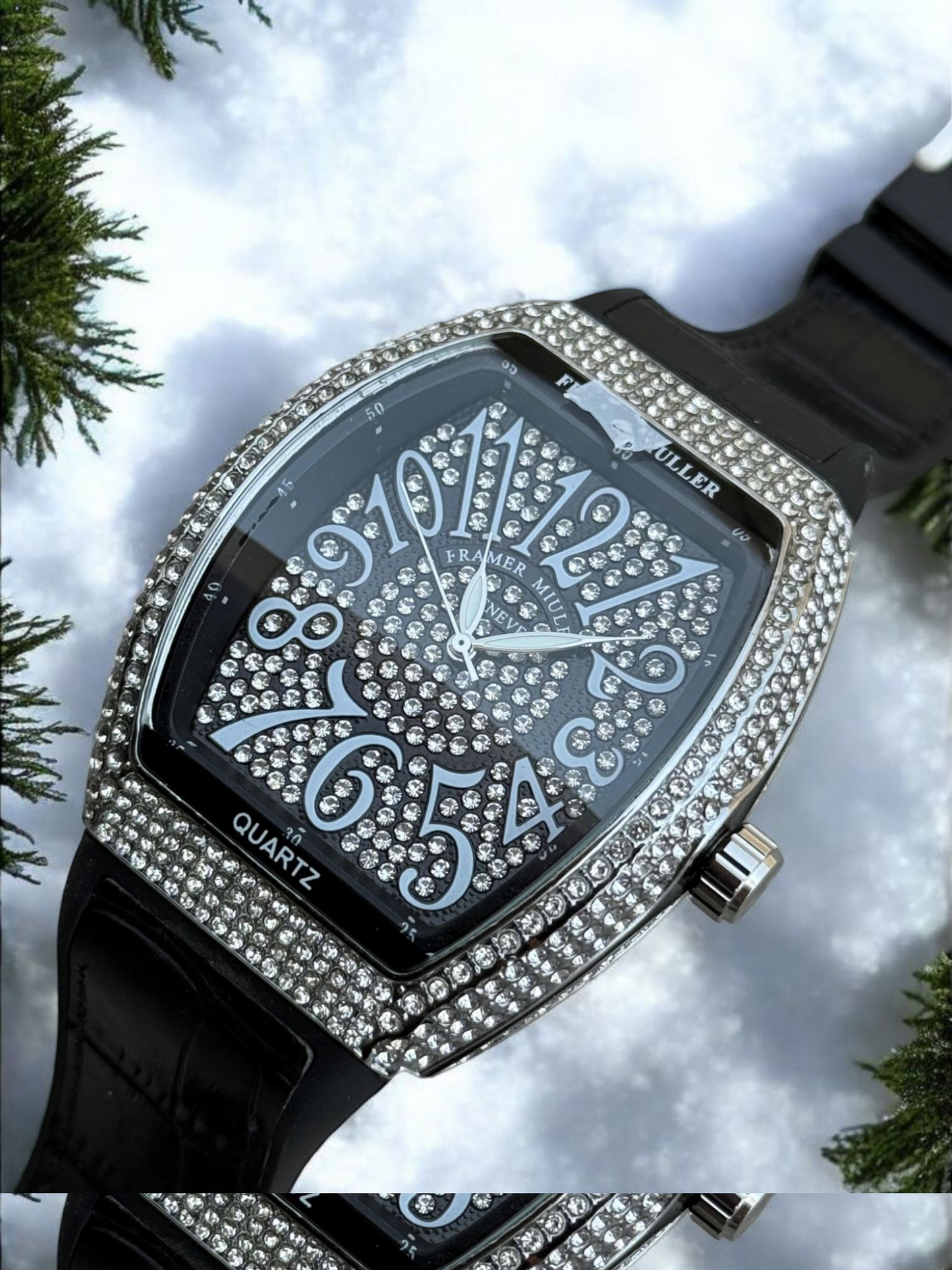 F-M Crystal Stones Timepiece with Premium Supple Strap