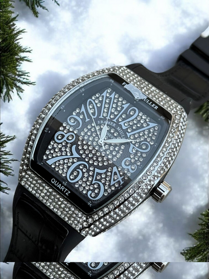 F-M Crystal Stones Timepiece with Premium Supple Strap