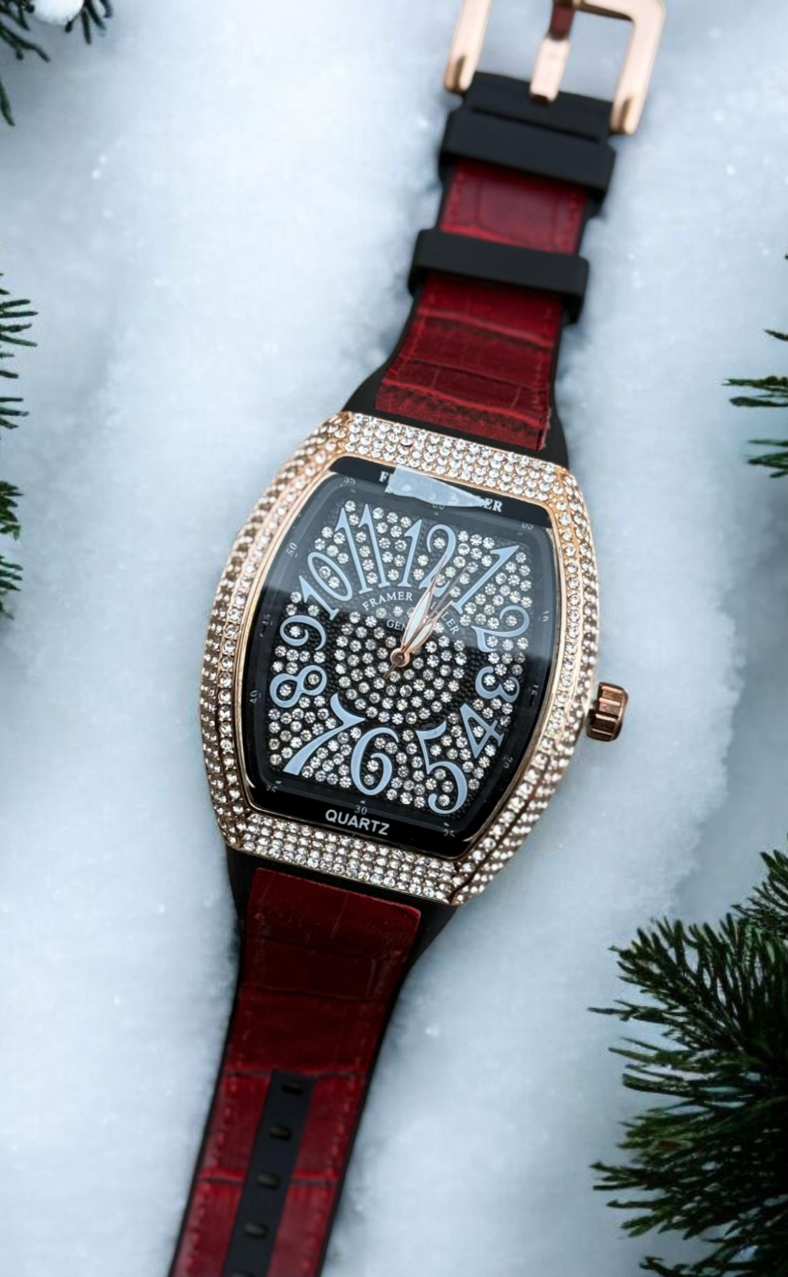 F-M Crystal Stones Timepiece with Premium Supple Strap
