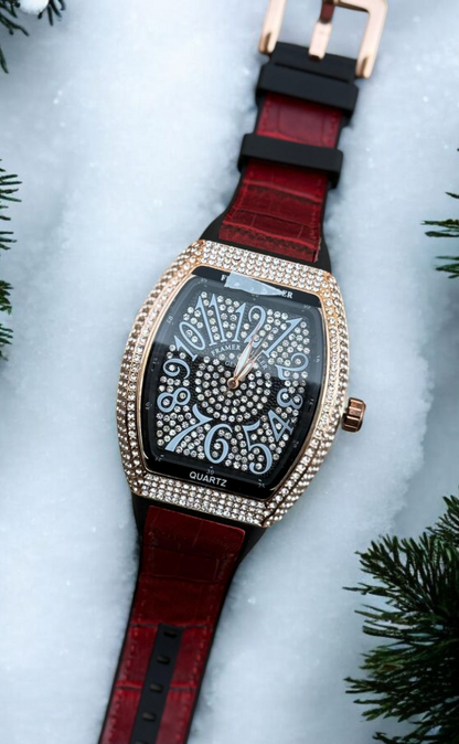 F-M Crystal Stones Timepiece with Premium Supple Strap