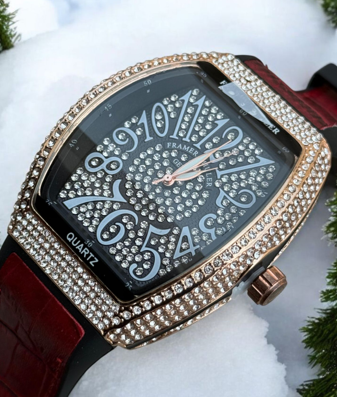 F-M Crystal Stones Timepiece with Premium Supple Strap