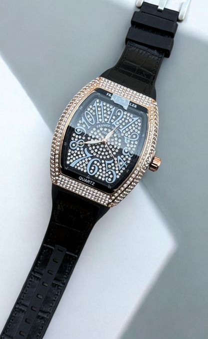F-M Crystal Stones Timepiece with Premium Supple Strap