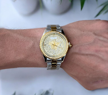 Luxury Stainless Steel Timepiece with Butterfly Lock & Stones Engravings