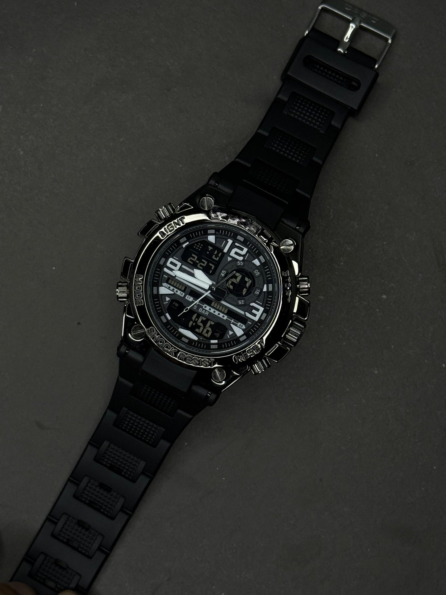 Premium Sports Watch with Metallic Dial – Dual Time, LED Light & Waterproof