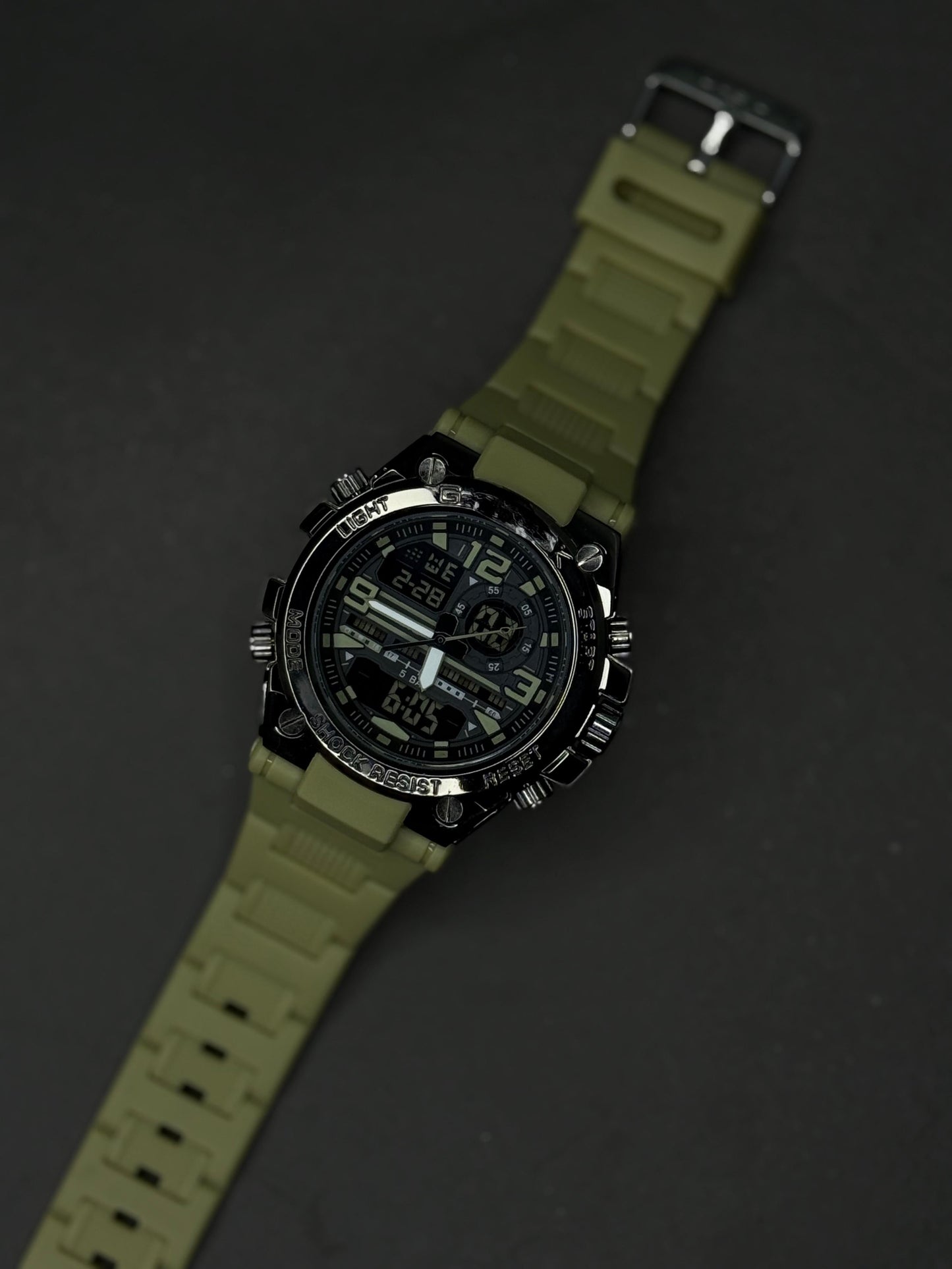 Premium Sports Watch with Metallic Dial – Dual Time, LED Light & Waterproof