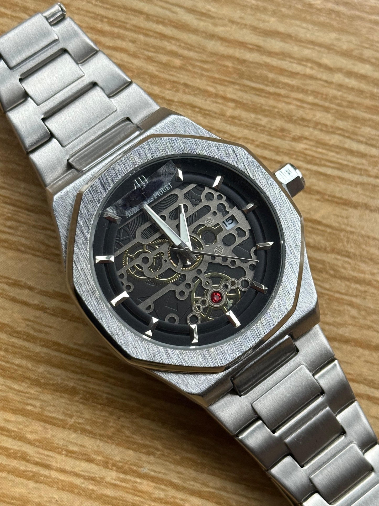 Aud-Pigu Inspired Stainless Steel Analog Watch with Butterfly Clasp