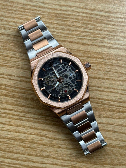 Aud-Pigu Inspired Stainless Steel Analog Watch with Butterfly Clasp