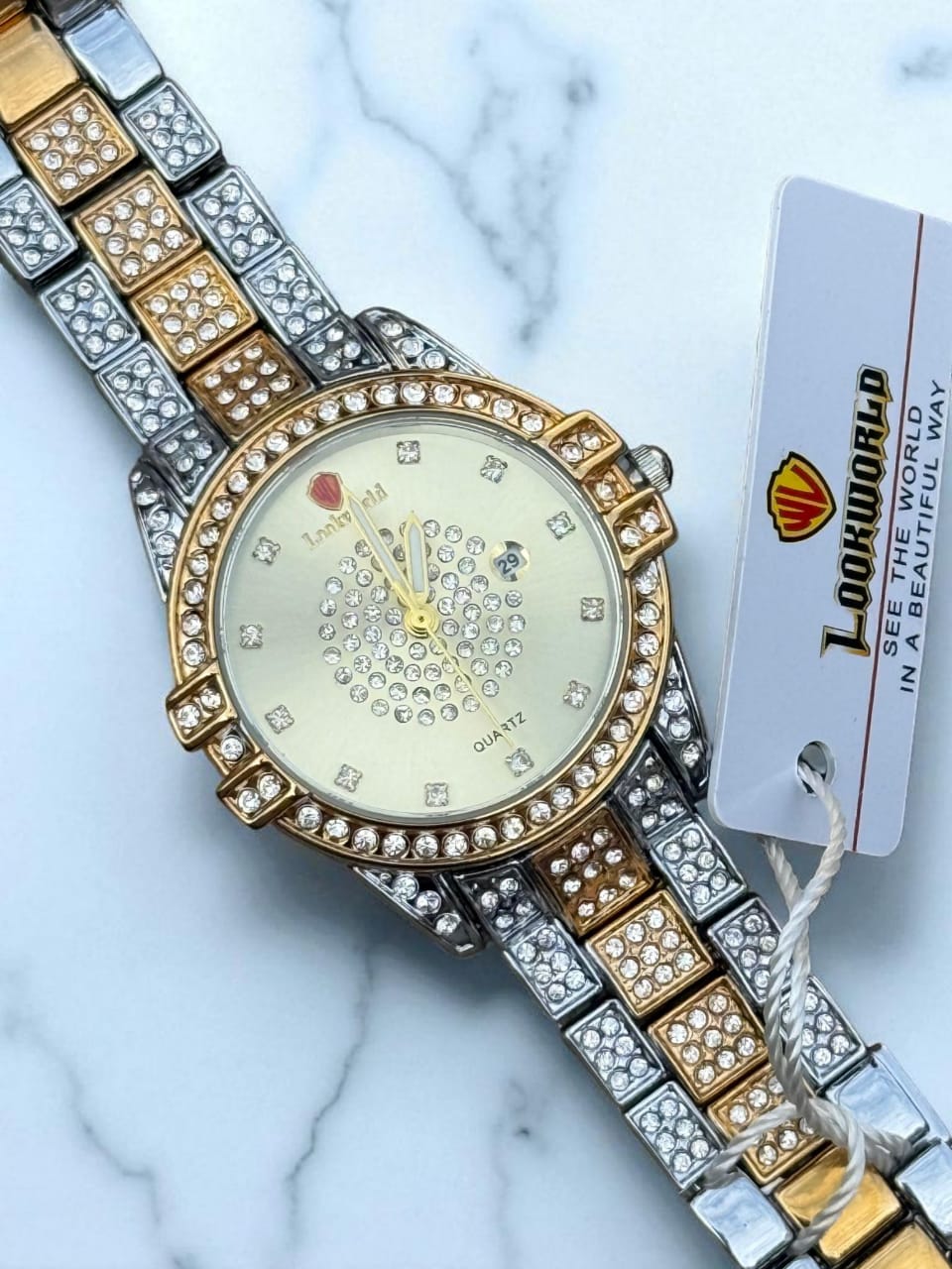 Ladies Look World Stones Watch with Stainless Steel Bracelet