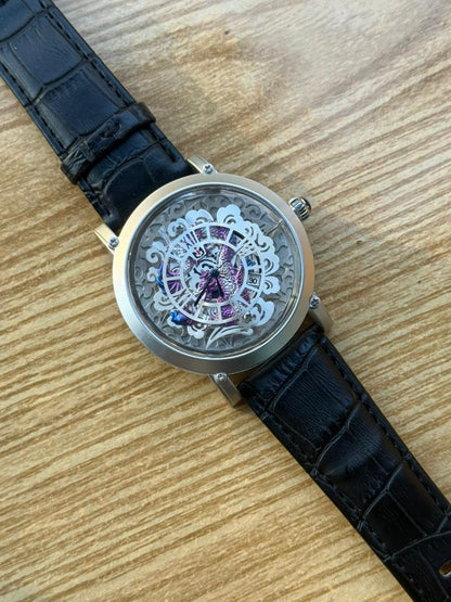 Dragon Engraved Transparent Dial Watch