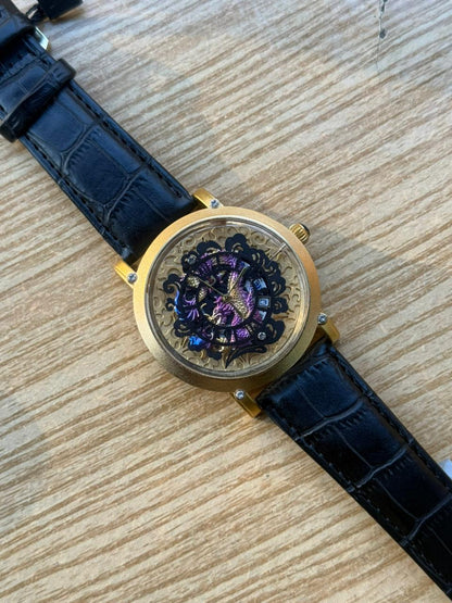 Dragon Engraved Transparent Dial Watch