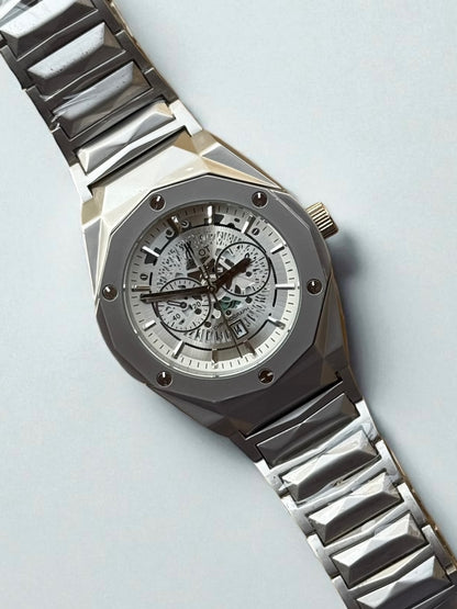 HB Watch – Heavyweight Stainless Steel Bracelet with Date Display