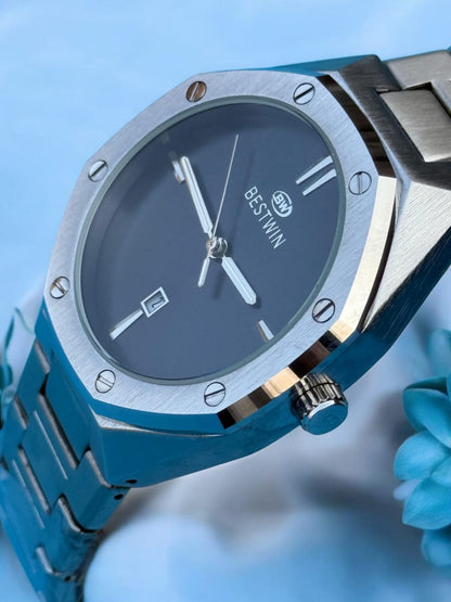 BESTWIN Luxury Analog Watch for Men - Elegant Stainless Steel Timepiece