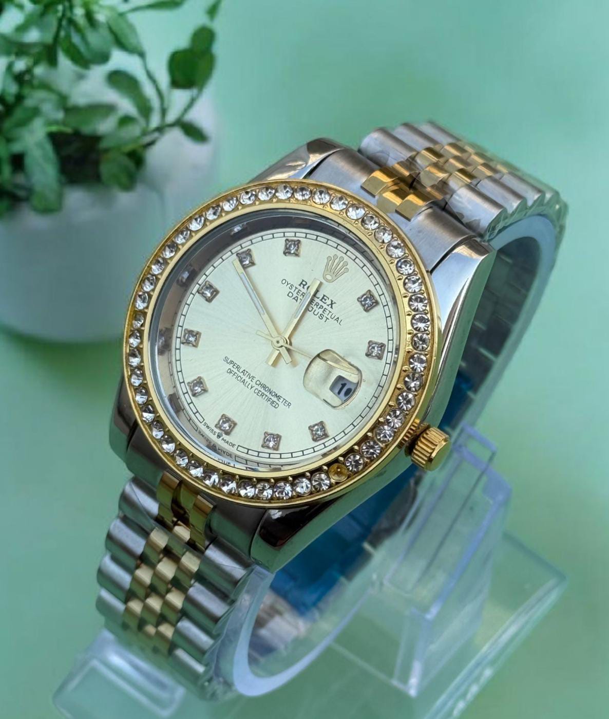 Rolex Stones Watch - Stainless Steel Premium Watch