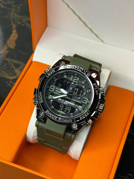 Premium Sports Watch with Metallic Dial – Dual Time, LED Light & Waterproof