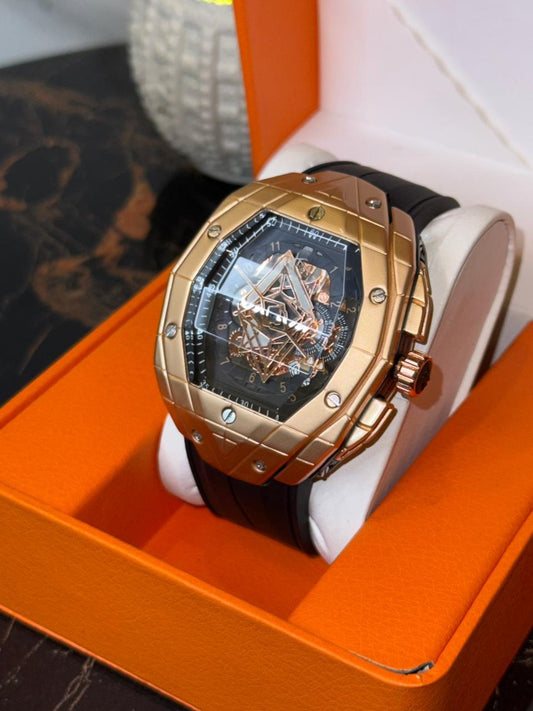 HB Diamond Cut Glass Watch with Master Lock