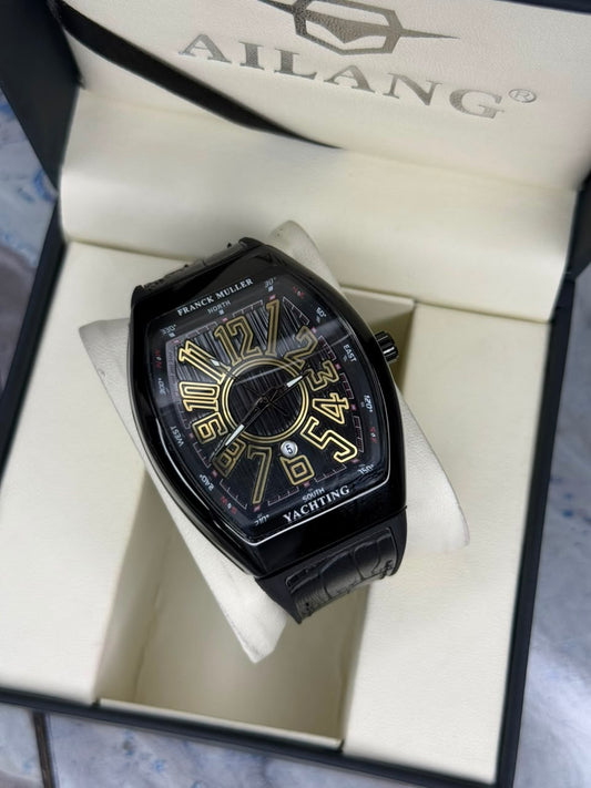 FM Curved Dial Men,s Straps Watch