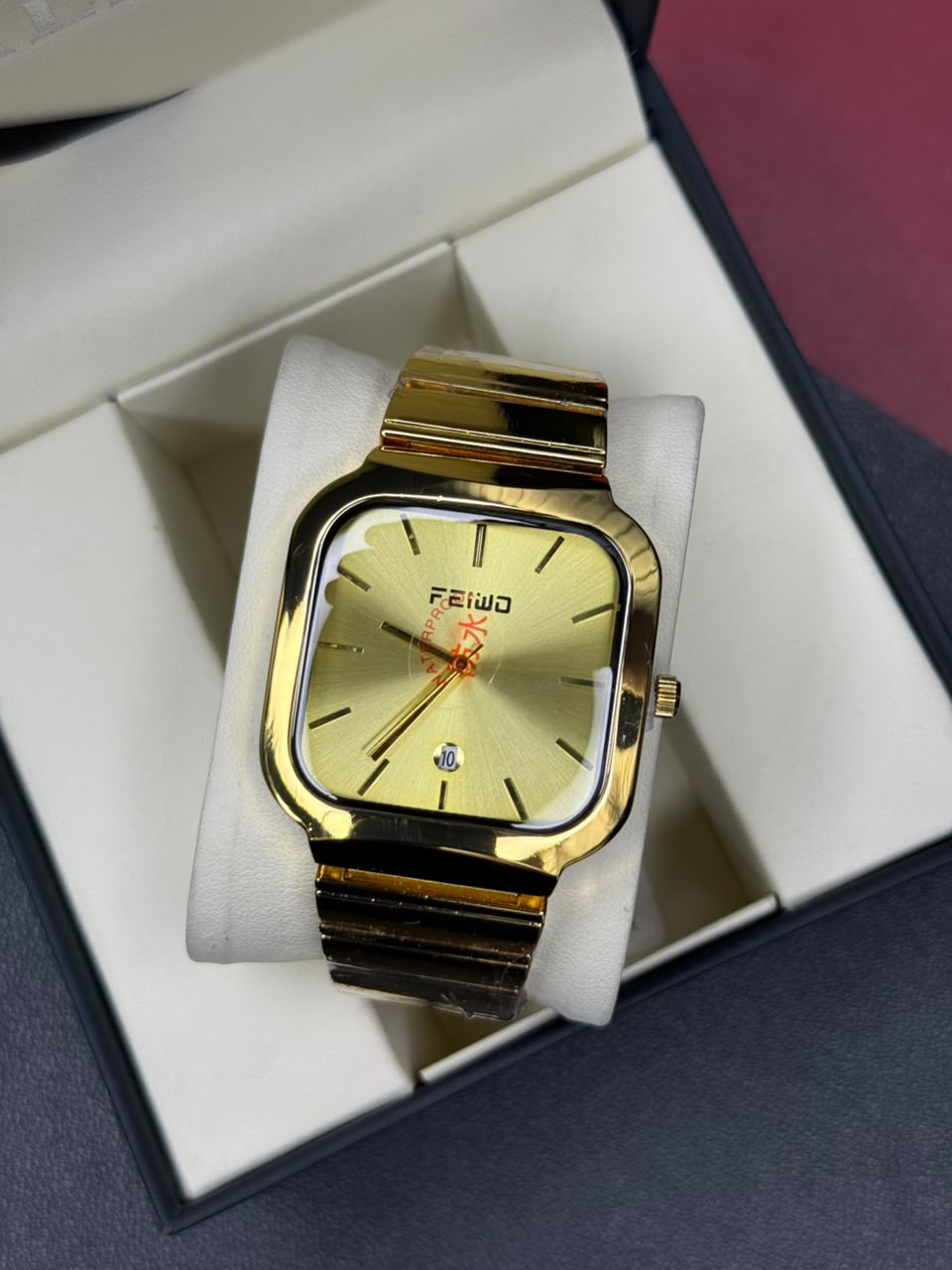 FEIWO Stainless Steel Square Dial Watch