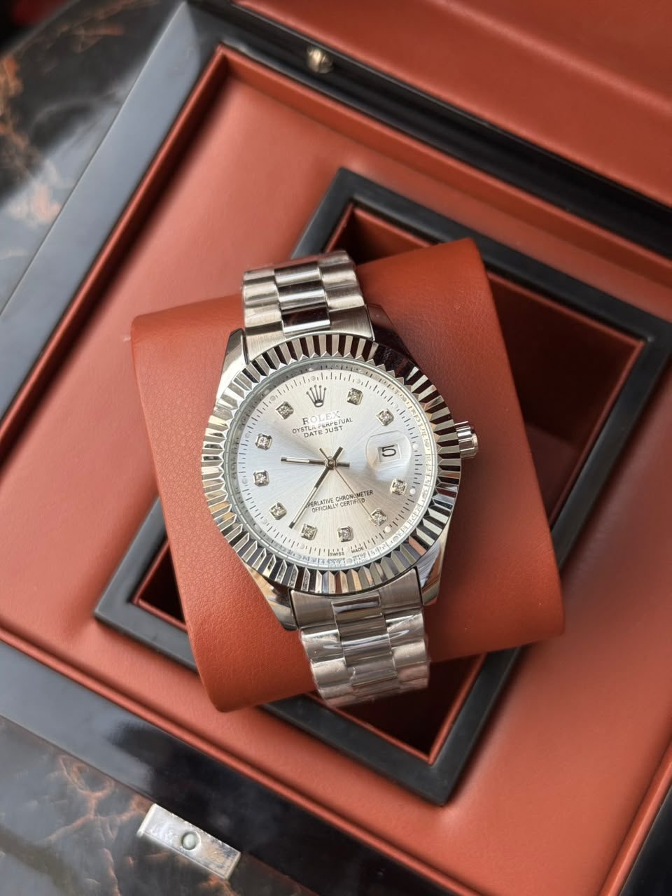 Rollie date Just Jubillee Chain Stainless Steel Watch