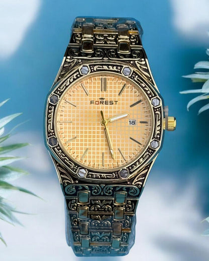 Forest Luxury Engraved Silver Watch – A Timeless Masterpiece