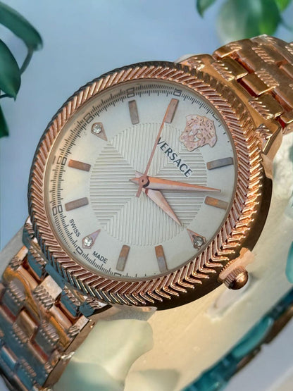 Versace Women's Watch - Rose Gold & Gold Elegant Timepiece